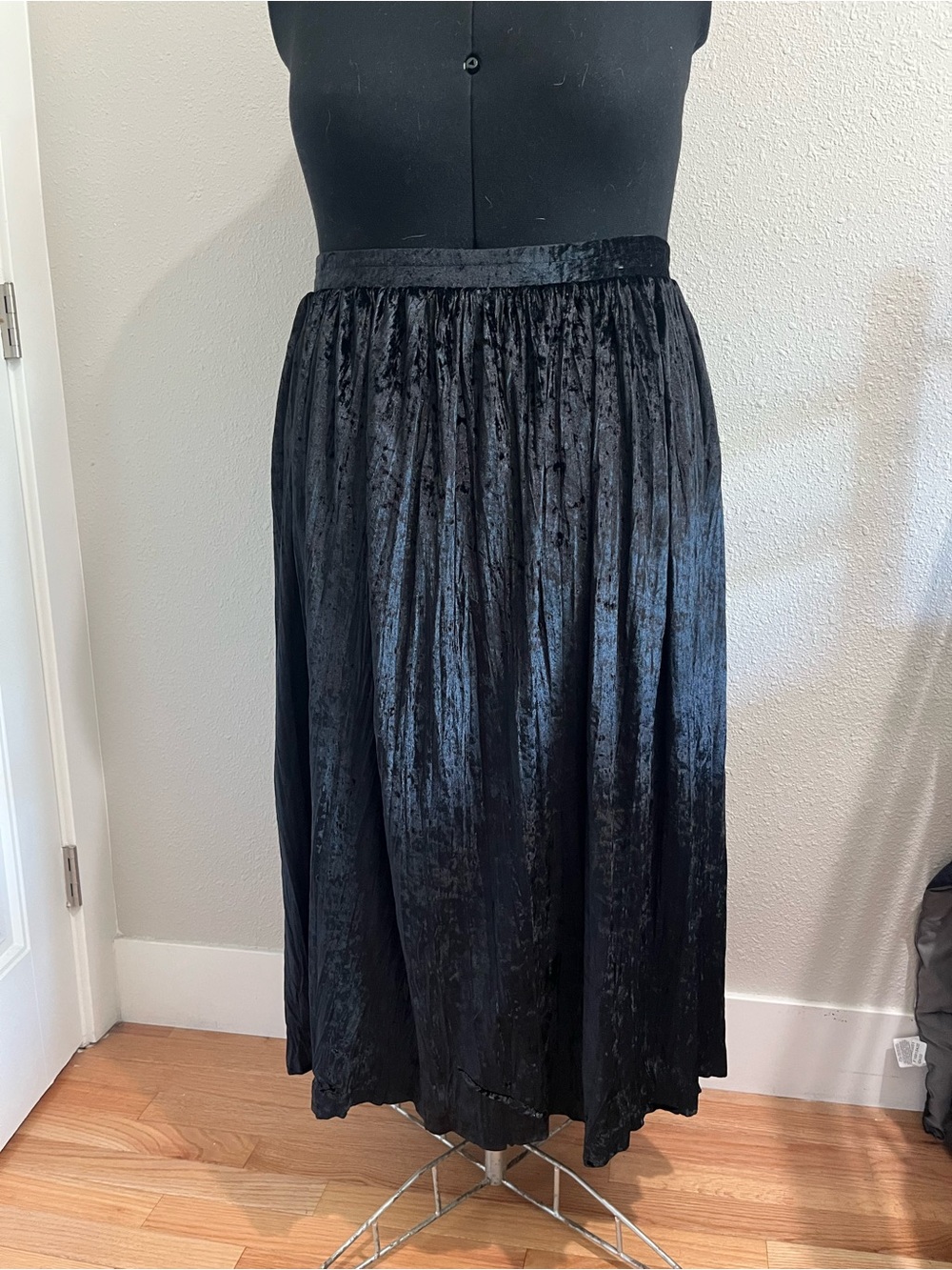Black Velvet Midi Skirt